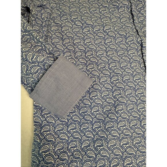 Ben Sherman Mens Button Down Shirt XL Paisley Long Sleeve Blue/White 100% cotton - Picture 7 of 8